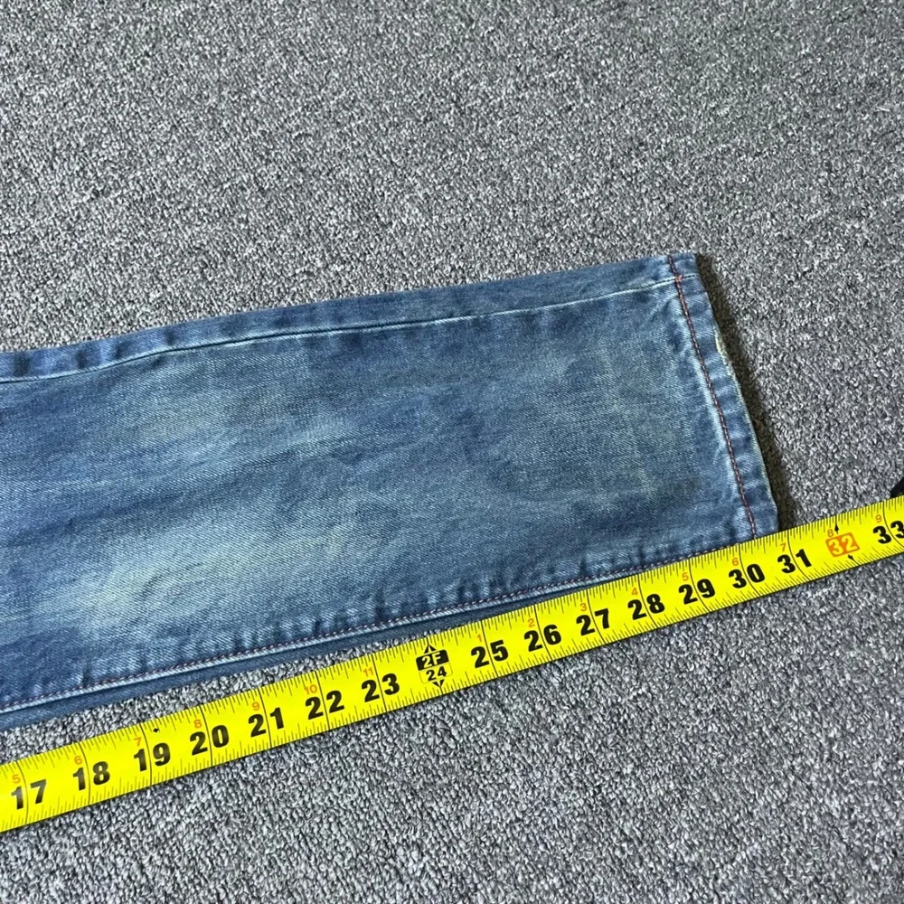 AW Selvedge Jeans 32x32 Blue Faded Straight Leg Button Fly Streetwear